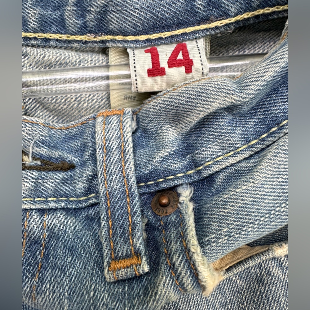 Abercrombie 5 Pocket Denim Blue Jean Barrel Wide Leg ~ 14 - Picture 6 of 9